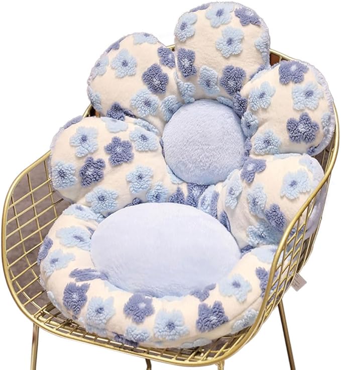 Flower Chair Cushion with Backrest Comfortable Office Chair Pad Student Dormitory Seat Cushion for Sedentary Group Home Decor