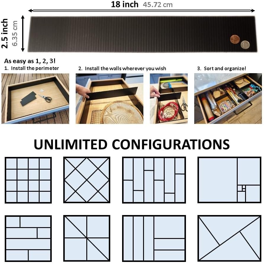 DRAWER DADDY Customizable Grid Drawer Dividers, Cut to Fit Organizer