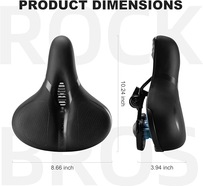 ROCKBROS Bike Seat Cushion for Men Women with Dual Shock Absorbing Ball Memory Foam - Ergonomic Bike Saddle, Handle for Easy Transport Soft Wide Waterproof Exercise Bicycle Seat for Peloton, Road Bike