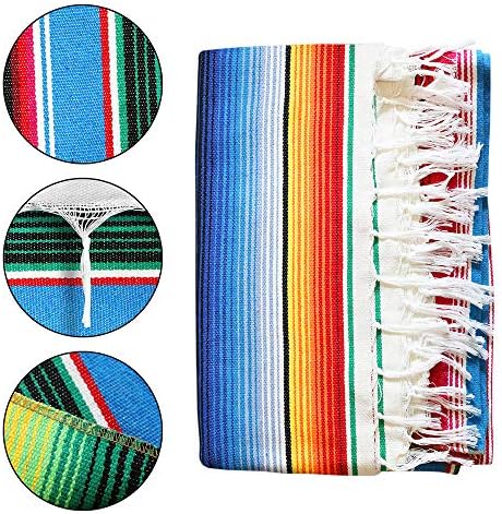Xplanet 84 X 59 Inch Mexican Serape Blanket Bay Window Blanket, Mexican Tablecloth Serape Tatami Blanket Bed Blanket Table Cover Tapestry Blanket Picnic Mat for Mexican Party Wedding Decorations