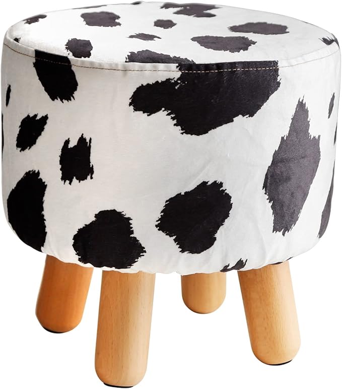 H&B Luxuries Fabric Round Padded Ottoman Foot Rest Stool