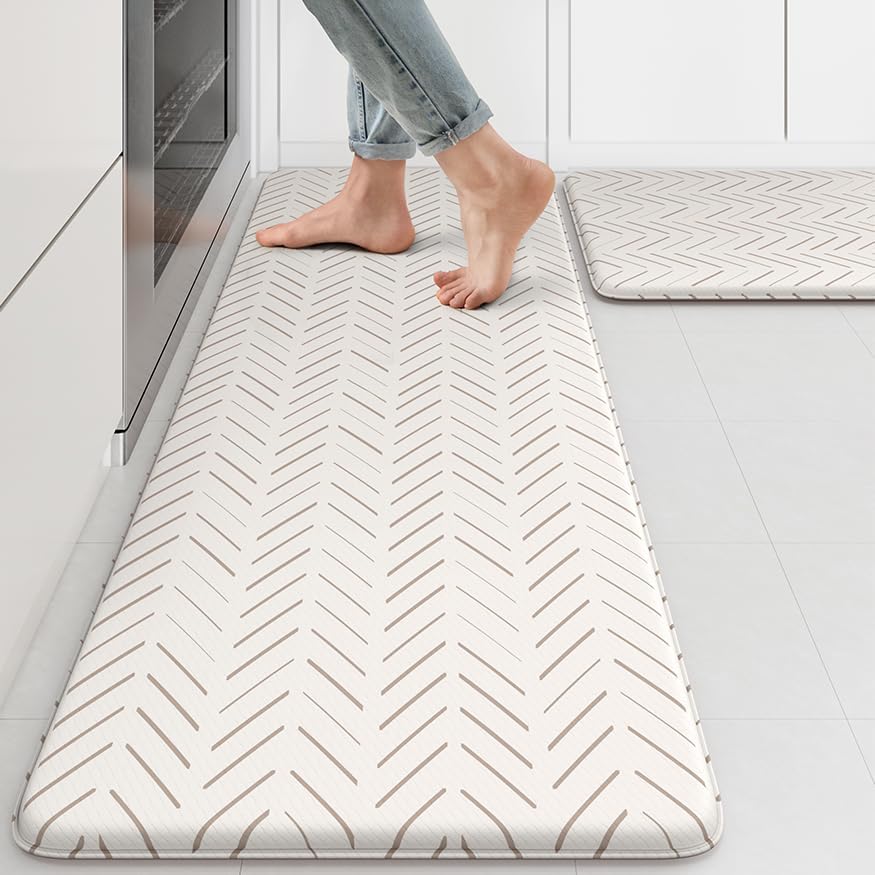 KIMODE Anti Fatigue Kitchen Mat,Cushioned Kitchen Rugs Sets of 2 Non Slip