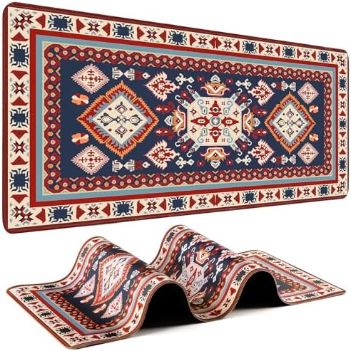 Persian Rug Mouse Pad - Desk Mat for Keyboard and Mouse - Large Mouse Pads for Desk, Gaming Mousepad with Non-Slip Base, Retro Desk Mat (31.5" X 11.8") Rug - Dupatta