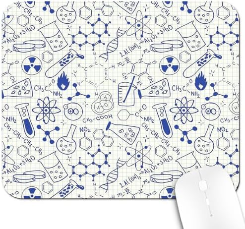 9.5x7.9 Inch Office/Gaming Mouse Pad, Science Chemistry Geometry Math Nerd Geek and Genius Cartoon Themed Design Art, Cute Anti-Slip Mat for Desk Decor