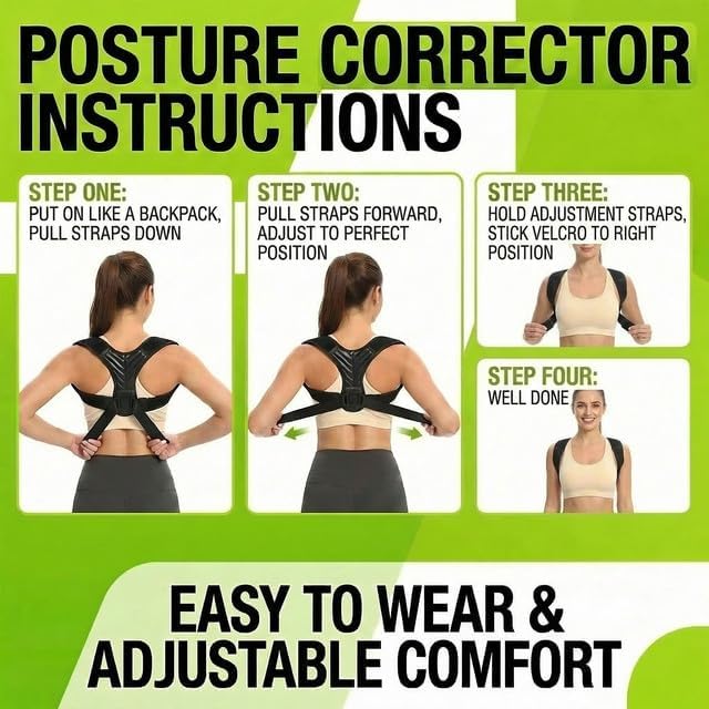Posture Corrector for Women & Men, Adjustable Back Support Brace with Y-Shape, Lightweight Shoulder Straightener for Sitting, Desk Work & Daily Wear, Helps Improve Slouching & Alignment (X-Large)