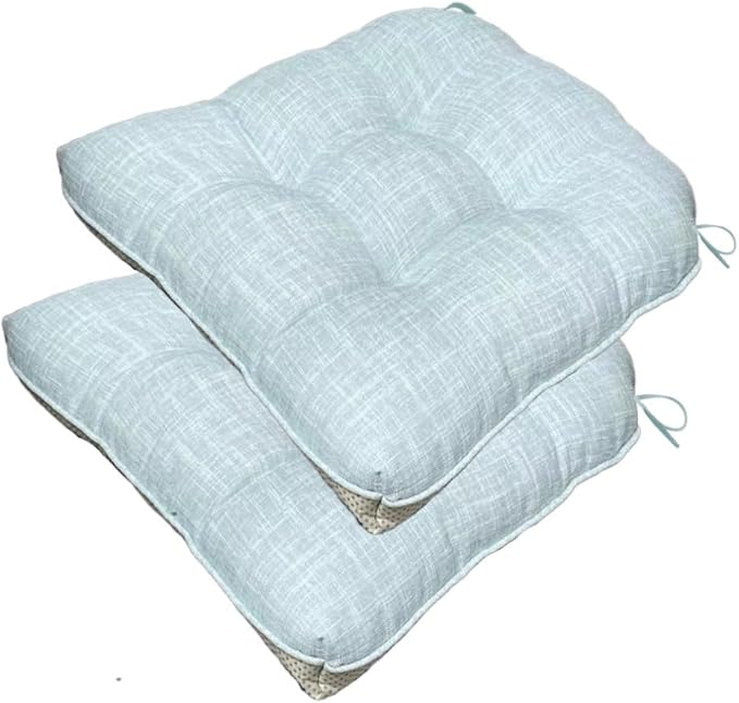Chair Cushions for Dining Chairs, 18" X 17" U Shape Indoor Chair Pads with Ties for Dining Chairs Kitchen Office, Tatami Floor Pillow Patio Chairs Cushions - Pack of 2 (Light Blue)