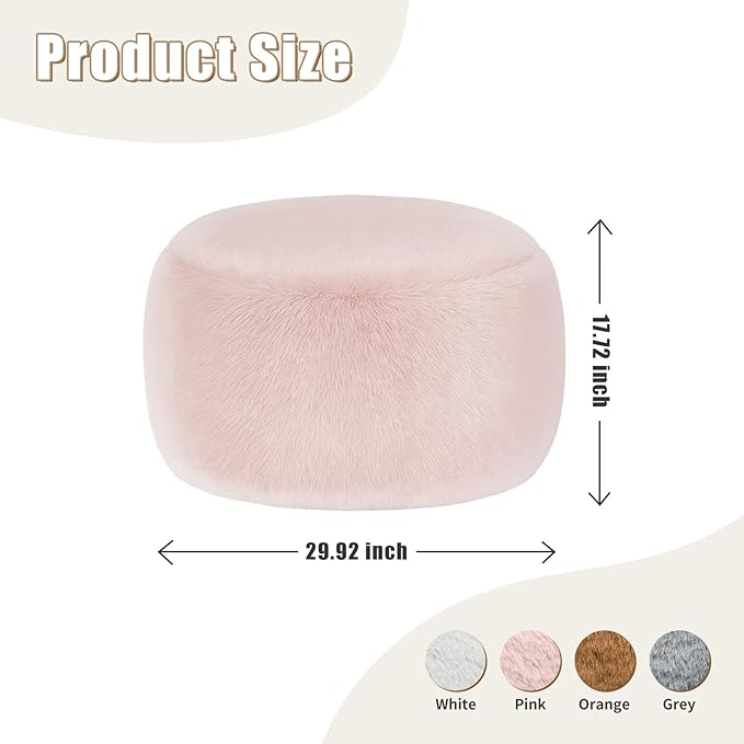 Gericco Round Stuffed Pouf Ottoman for Foot Rest, A Round Modern Foam Filled Poufs, Floor Chair for Living Room, Nursery, Dorm, A Soft Modern Foot Stool Perfect to Rest Your Feet (Pink, 29Inch)