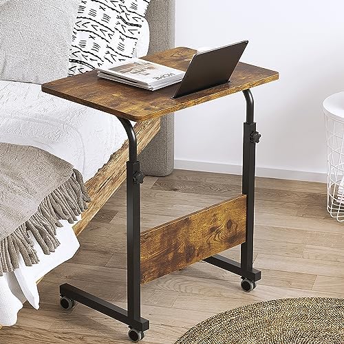 DlandHome 23.6 Inches Rolling Desk with Wheels Adjustable Height, Retro