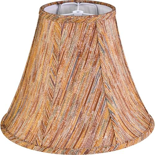 GO&SO Burgundy Vertical Stripe Fabric Bell Lamp Shades, 6"x13"x9.8"