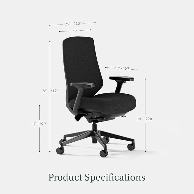 Branch Ergonomic Chair Pro - Mesh Office Chair with 14 Points of Adjustment - Height, Depth & Tilt Adjustable - 5D Armrests - Forward Tilt, Smooth Recline, and Lumbar Support - Black Boucle