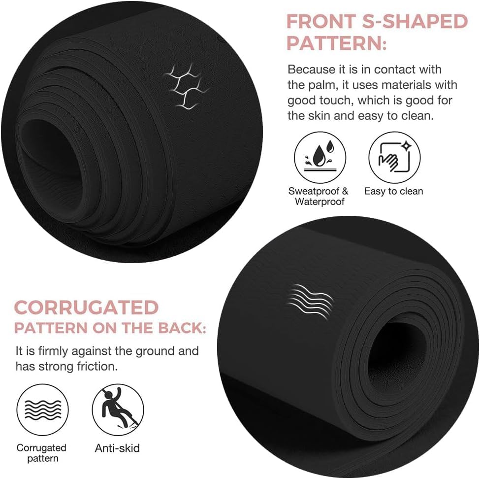 Gruper Yoga Mat Non Slip, TPE Extra Wide Yoga Mat with Alignment Mark