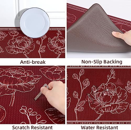 Kitchen Floor Mat Set of 2, Anti Fatigue Kitchen Mat 20"x32"+20"x47"