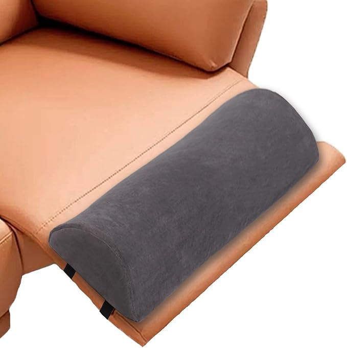 Recliner Foot Pillow High Resilience Foam - Leg Pillow for Sleeping Soft and Supportive Half Moon Bolster Pillow Recliner Pillows for Headrest Back Lumbar Support and reducing heel pressure (Grey)