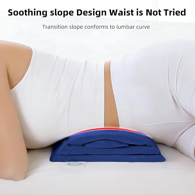 Adjustable Lumbar Support Pillow for Bed & Sleeping, 4-Layer Back Support Cushion with Height Booster, Dual-Firmness Inserts & Washable Cover, Lower Back Pain Relief for Lying Down