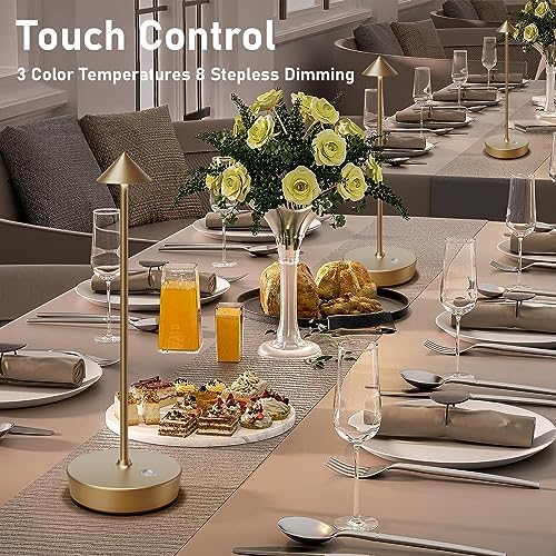 Set of 2 Cordless Rechargeable Led Table Lamp Battery Operated Light Bronze