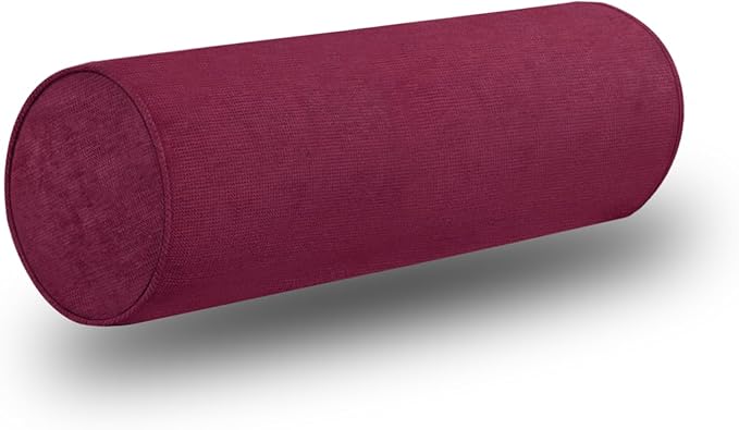 Cylinder Round Memory Foam Support Pillows Cervical Neck Roll Pillow with Pillowcase Soft, Comfortable and Breathable for Sleeping, Chair, Car, Sofa，Travel (Rose Red, 18x6)