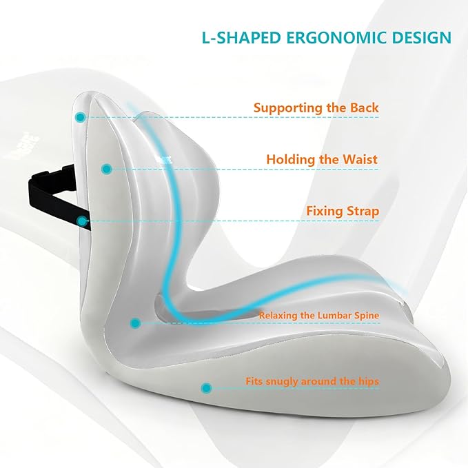 Orthopedic Memory Foam Seat Cushion with Adjustable Strap, Coccyx & Sciatica Pain Relief, Washable Non-Slip for Long Sitting, Ergonomic Posture Support for Office Chair, Car & Wheelchair (Light Grey)
