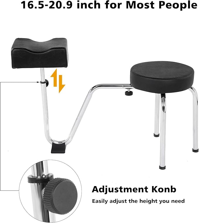 Portable Pedicure Foot Rest Stool, Adjustable Height, Black, for Spa, Beauty Salon, Studio