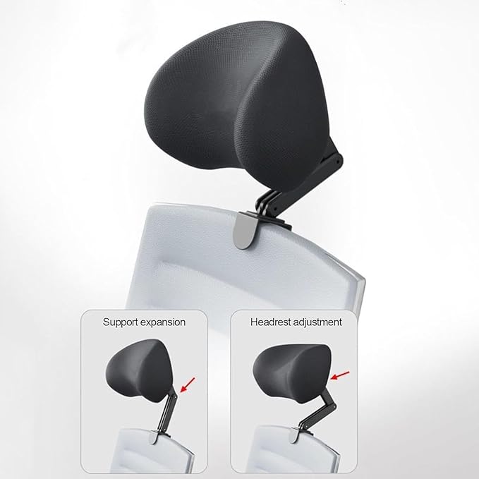 Memory Foam Headrest Attachment for Office Chair, Attachable Chair Head Rest, Desk Chair Neck Support, Elastic Sponge Head Pillow Adjustable Height and Angle (Black)