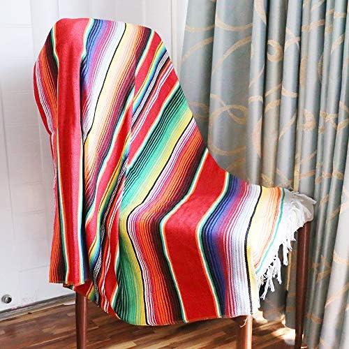 Xplanet 84 X 59 Inch Mexican Serape Blanket Bay Window Blanket, Mexican Tablecloth Serape Tatami Blanket Bed Blanket Table Cover Tapestry Blanket Picnic Mat for Mexican Party Wedding Decorations
