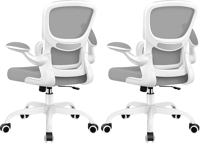 BESTFAIR Office Chair Ergonomic Desk Chair, Breathable Mesh Comfy Chair with Lumbar Support, Computer Chair, Home Desk Chair with Flip-up Armrests, Gaming Chair for Adults Home Office