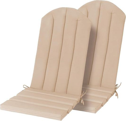 Adirondack Chair Cushion Set of 2 Indoor Outdoor Furniture Cushions Rocking Chair Cushions with Straps Replacement Folding Patio Chair Pad,19.7x18.9x1.5 Inch（Khaki）
