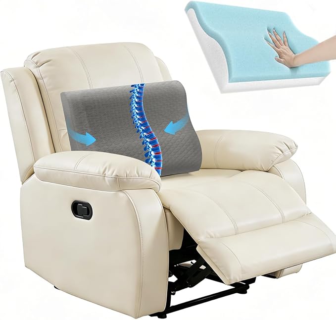 Lumbar Support Pillow for Recliner Chair - 17"x15"x5" Ergonomic Back Cushion with Gel Memory Foam, Adjustable Straps & Washable Cover, Back Pain Relief for Office Car Seat (Dark Grey)