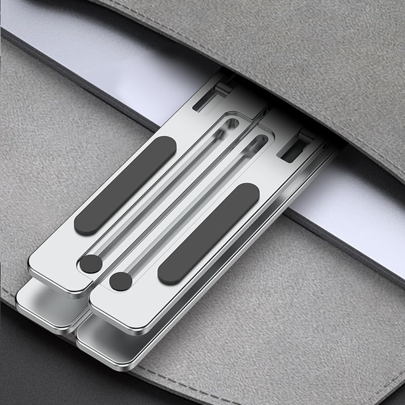 Portable Laptop Stand (Include Storage Bag), Adjustable Folding Aluminum Stand, Compatible with 10-15.6 Inch Laptops, iPad, Tablet. Silver
