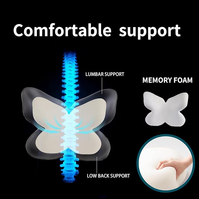Ergonomic Back Cushion for Lower Pain Relief, Momery Foam Back Pillow, Lumbar Support for Office Chair Back Support for Computer Chairs, Gaming,Home - Working,Removable & Washable Cover（Pink）