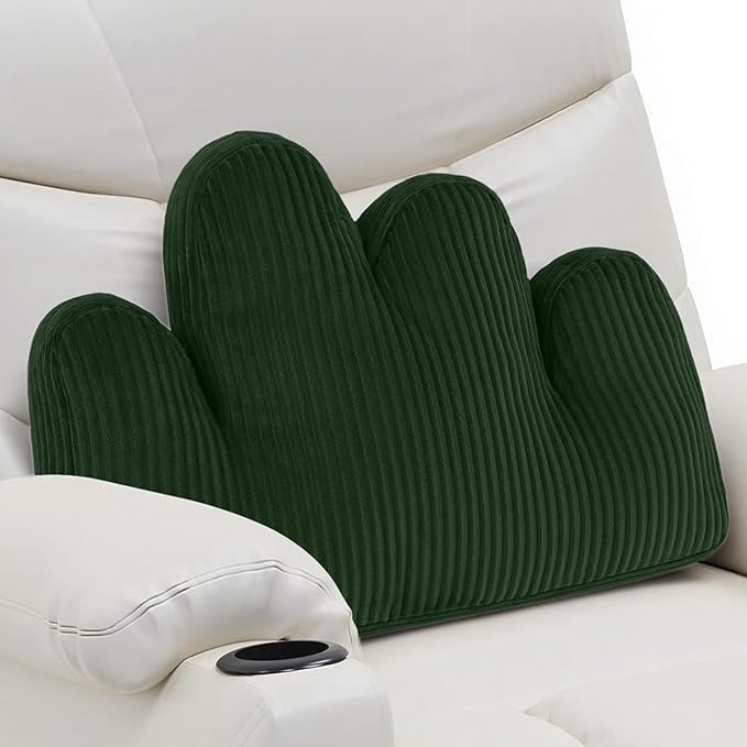 Lumbar Support Pillow for Recliner, Back Support Pillow for Office Chair, Ergonomic Corduroy Cloud pillow with Shredded Foam , Lower Back Pain Relief for Gaming Chair, Couch, Green