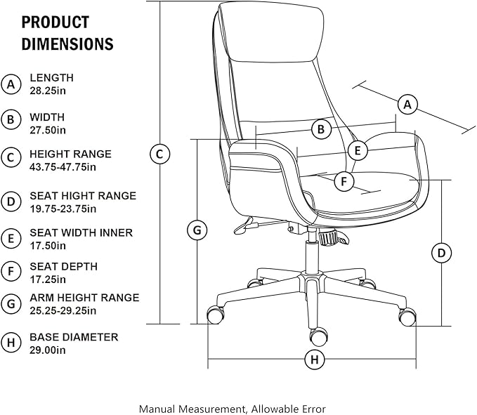 Glitzhome Mid-Century Modern Two-Tone Color High Back Leatherette Chairs Computer Desk Chair, Task Chair with Armrest Adjustable Gaslift Office Chair Executive Swivel Chair,Black & Camel