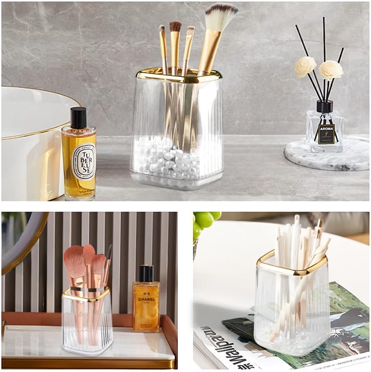 Clear Plastic Pen Holder for Desk, Pencil Organizer Cup for Desk & Office