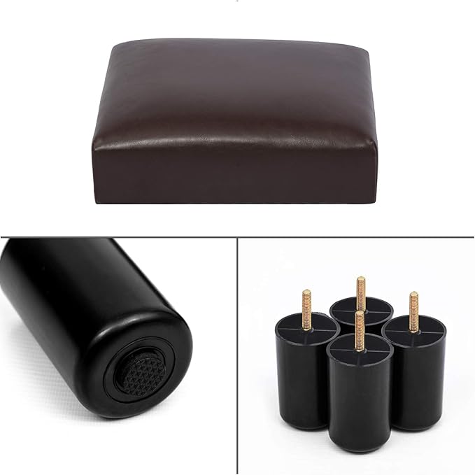 Joveco Foot Rest Ottoman Small Faux PU Leather Footstool (Rectangular Brown)