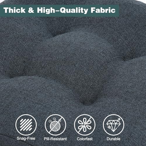 baibu 2-Layer Dining Chair Cushions, 2 Pack, 16.5 x 16.5 x 3.5 in,Navy Blue