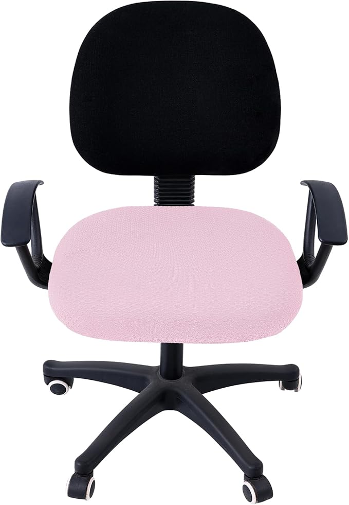 Smiry Stretch Jacquard Office Computer Chair Seat Covers, Removable Washable Anti-dust Desk Chair Seat Cushion Protectors - Pink