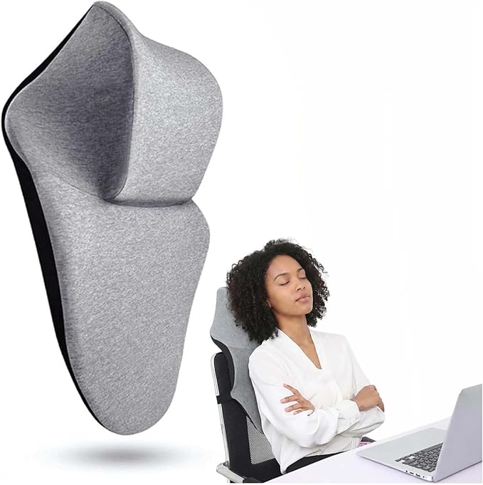 Neck Support for Office Chair，Memory Foam Neck Support Enlarge Head Rest for Office Chair，Washable Cover with Fixed Strap Suitable for Most Office Chairs Without Headrests