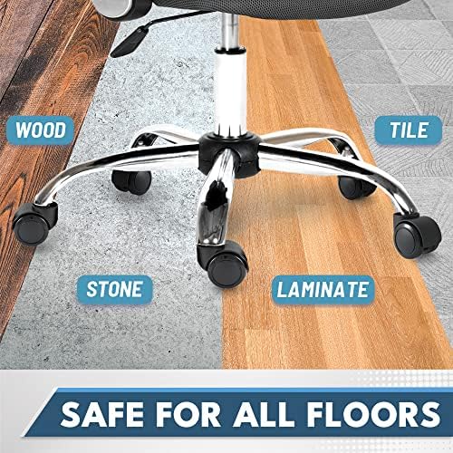 Enjoy Caster | 2 Inch Office Chair Casters for Hardwood Floors | Dual Injection Polyurethane Wheels for Floor Protection | Universal Stem Size 7/16" Office Chairs (5007BUB-38)