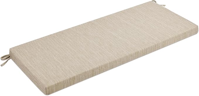 baibu 59 Inch Classic Solid Color Bench Cushion with Ties, Non-Slip Indoor Rectangle Bench Seat Cushion Standard Size Foam Pad with Machine Washable Cover (Beige, 59x16x1.5Inch)