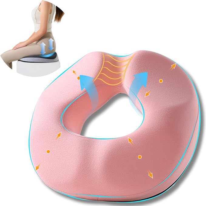 Donut Pillow for Tailbone Pain,Memory Foam Hemorrhoids Pillow for Sciatica Pain,Relief Ergonomic Donut Seat Cushion for Office Chair,Car,Wheelchair,Pregnancy,Coccyx and Washable Cover Pink
