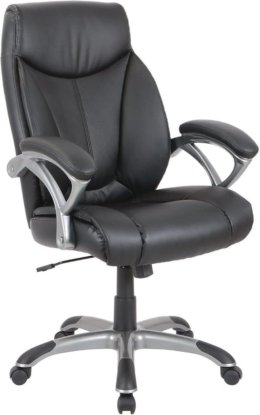 Alera Fulford High-Back Leather Office Chair, Ergonomic Computer Chair, Adjustable Height, Reclining Seat, Supports Up to 275 lb, Black