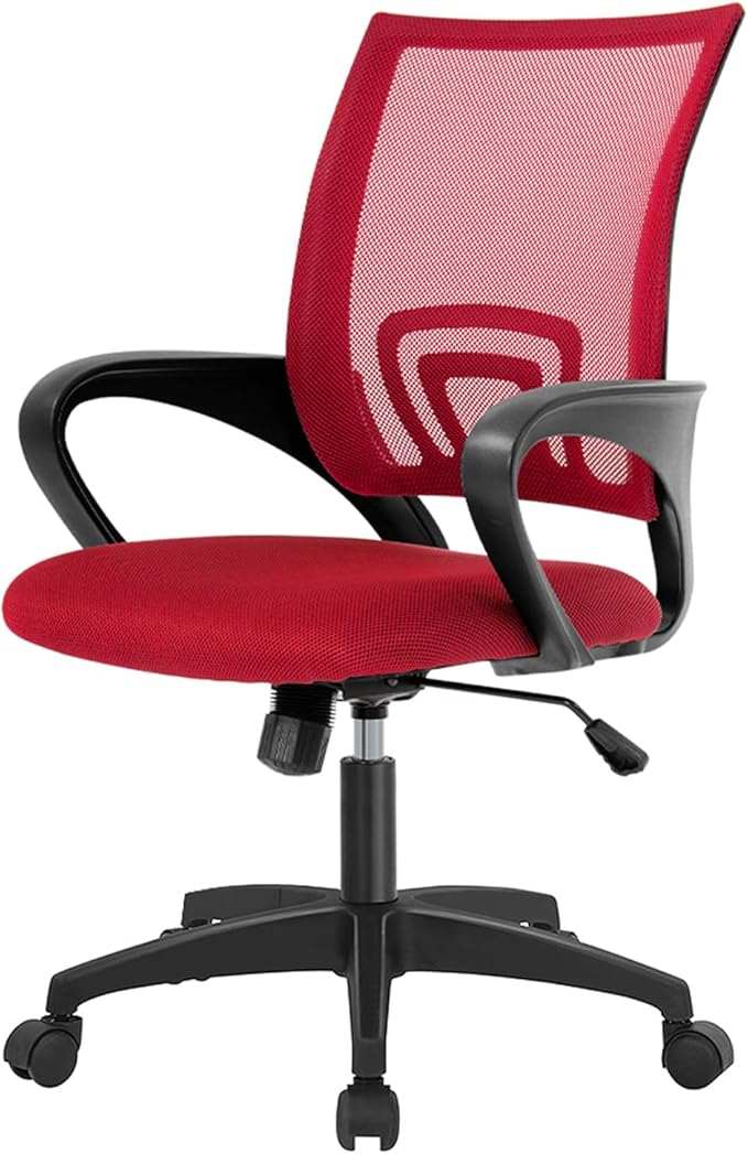Ergonomic Office Chair Desk Chair Mesh Computer Chair Task Rolling Swivel Chair Upgraded Executive Swivel Computer Chair with Lumbar Support Modern Executive Adjustable Chair,Red