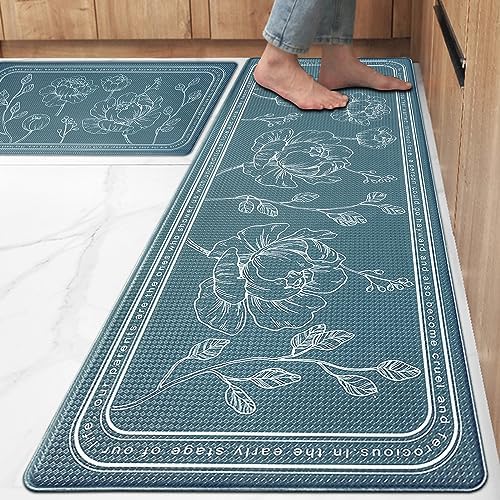 Kitchen Floor Mat Set of 2, Anti Fatigue Kitchen Mat 17"x59"+17"x29"