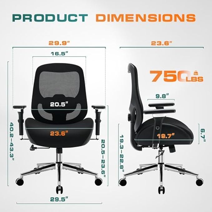 Breathable Mesh Office Chair, Ergonomic Desk with Lumbar Support, Adjustable Armrests, 360掳 Swivel Rolling Computer for Home, Cool Comfort All Day