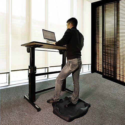 Extra Large Floor Mat Gymnasium Exercise Mat Standing Desk Mat Not-Flat Anti Fatigue Mat Comfort Mat with 2 Rubber Massage Balls for Height Adjustable Converter Stand Up Desk,Black