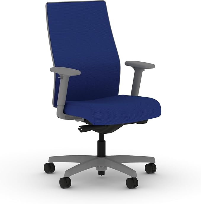 HON Ignition 2.0 Mid Back Task Chair, Spectrum Mesh, Advanced Synchro-Tilt Control, Office Chair with Lumbar Support, Height and Width Adjustable Arms, Titanium Frame, Cobalt