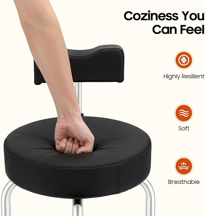 Portable Pedicure Foot Rest Stool, Adjustable Height, Black, for Spa, Beauty Salon, Studio