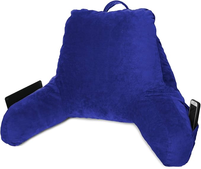 Clara Clark Reading Pillow for Kids & Teens with Shredded Memory Foam, Backrest Pillows for Reading, Watching, and Gaming Use on Couch, Bed, or Floor, Adjustable Support with Washable Cover Royal Blue