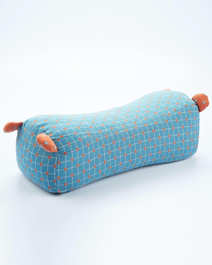 Buckwheat Neck Roll Pillow for Sleeping, Cylinder Pillows Buckwheat Hull Pillow, Adjustable Firm Support Pillow with Pillowcase, Cute Adjust Filling Pillow for Stretch Neck, Blue 16"X6"