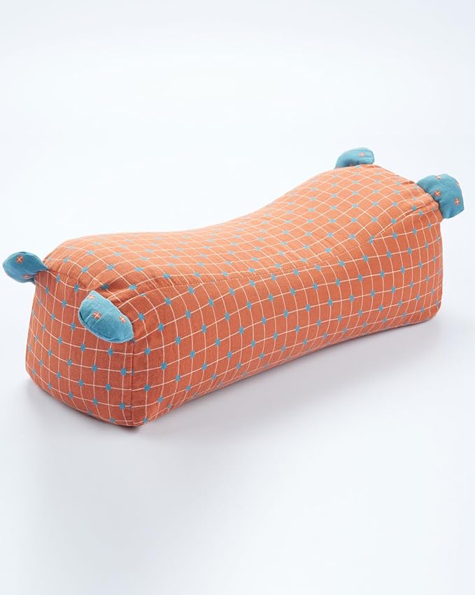Customizable Buckwheat Hulls Roll Pillow, Firm Neck Spine Support with Adjustable Firmness, Cooling Lumbar Support Pillow for Bed, 16x6 Inch Orange Red