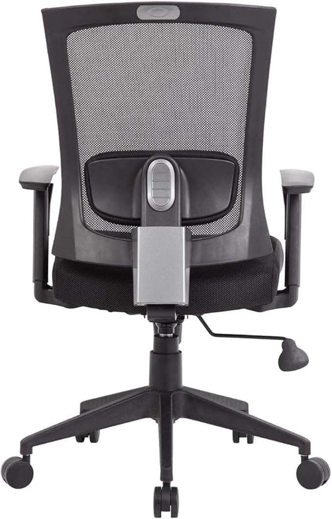 Ergonomic Black Mesh Back Task Chair Breathable Supportive Design Swivel Adjustable Height Rolling Casters Lumbar Comfort Contoured Seat Stylish Modern Office Furniture Durable Structure
